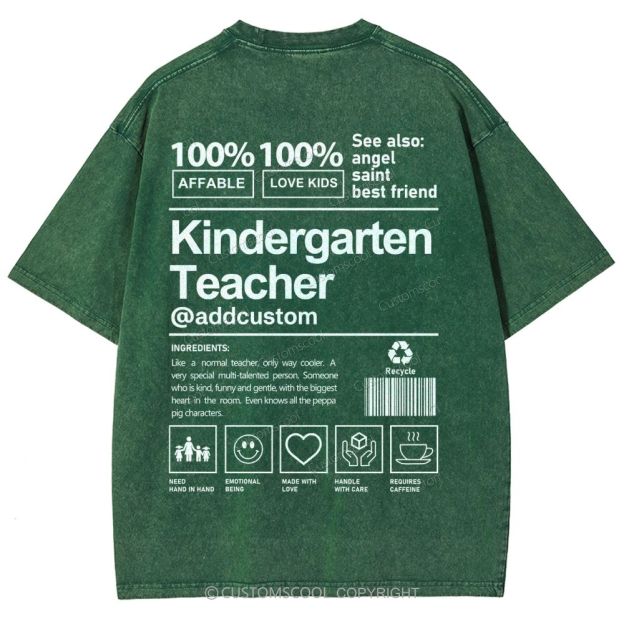 Kindergarten Teacher Addcustom Unisex Fit Washed T-Shirt Customscool