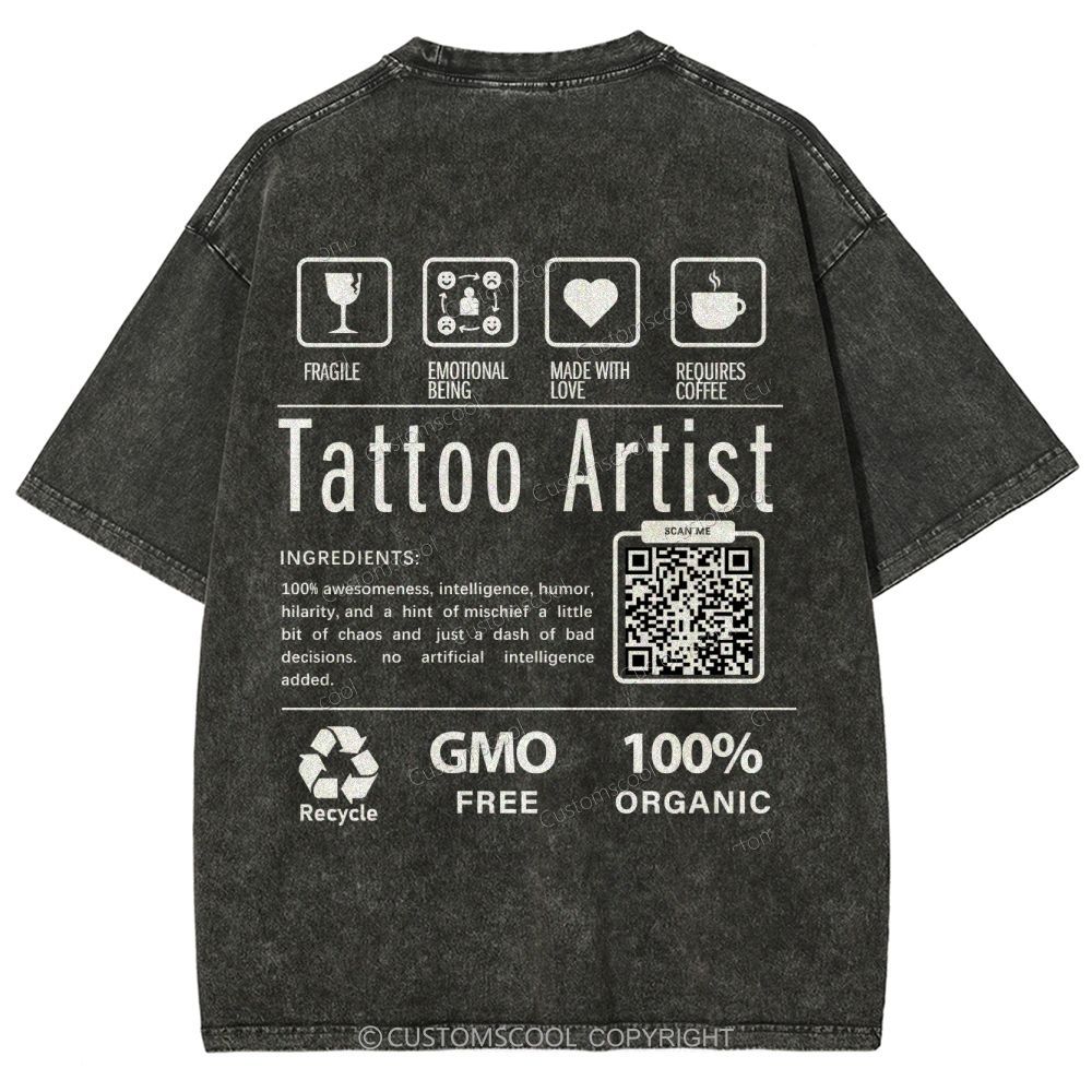 Tattoo Artist Addcustom Unisex Fit Washed T-Shirt Customscool