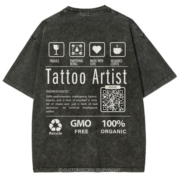 Tattoo Artist Addcustom Unisex Fit Washed T-Shirt Customscool