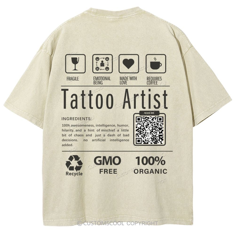 Tattoo Artist Addcustom Unisex Fit Washed T-Shirt Customscool
