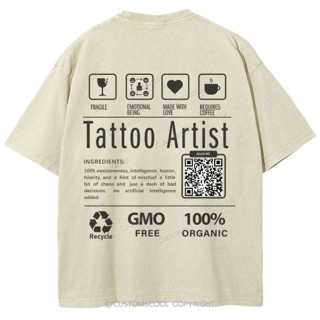 Tattoo Artist Addcustom Unisex Fit Washed T-Shirt Customscool