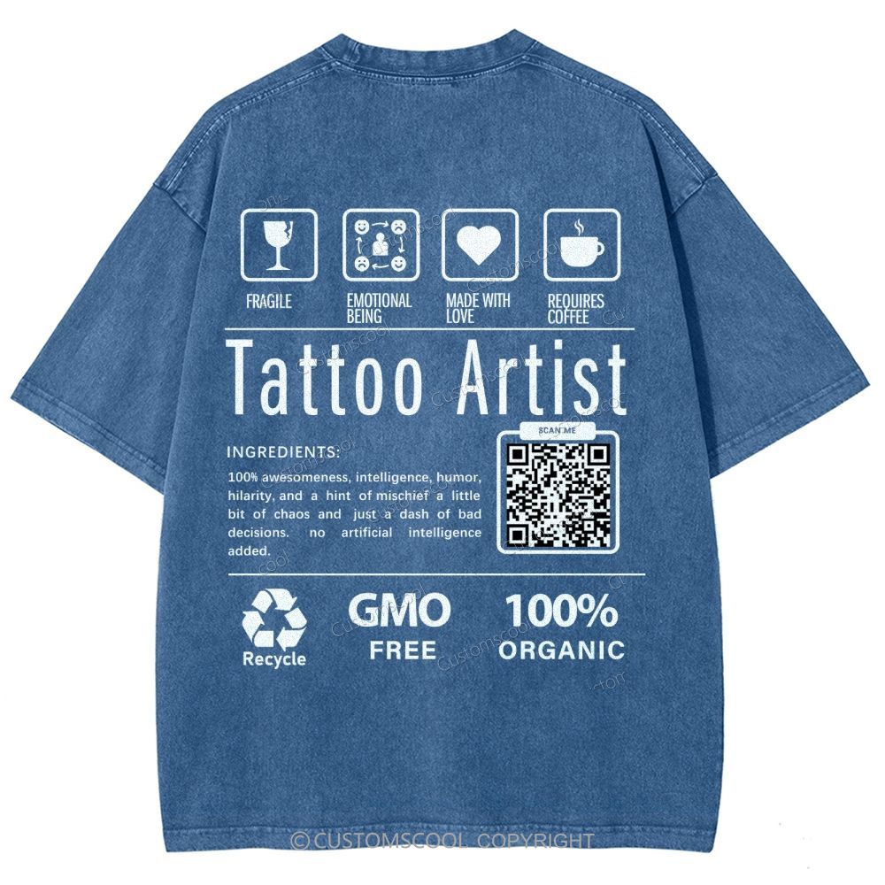Tattoo Artist Addcustom Unisex Fit Washed T-Shirt Customscool