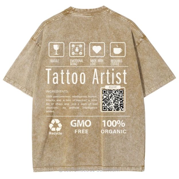 Tattoo Artist Addcustom Unisex Fit Washed T-Shirt Customscool
