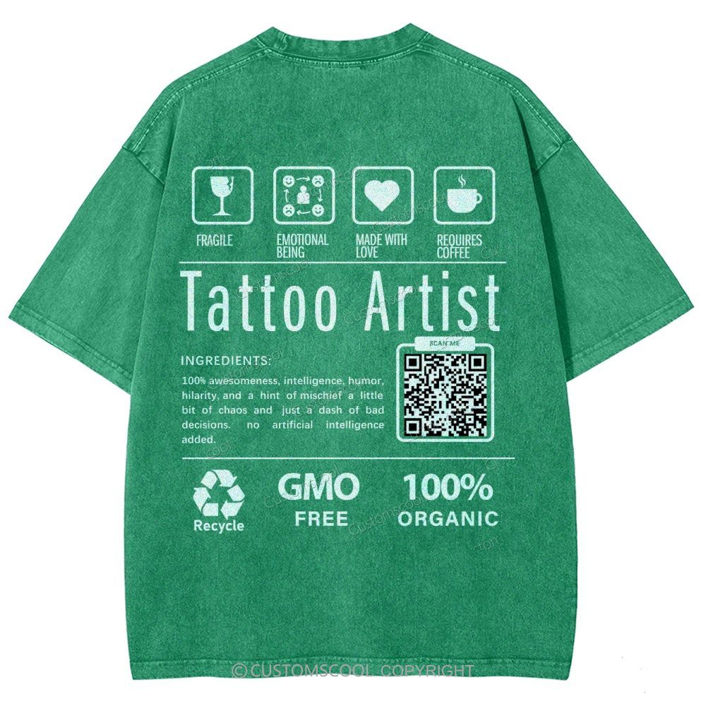 Tattoo Artist Addcustom Unisex Fit Washed T-Shirt Customscool