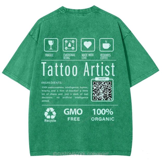 Tattoo Artist Addcustom Unisex Fit Washed T-Shirt Customscool