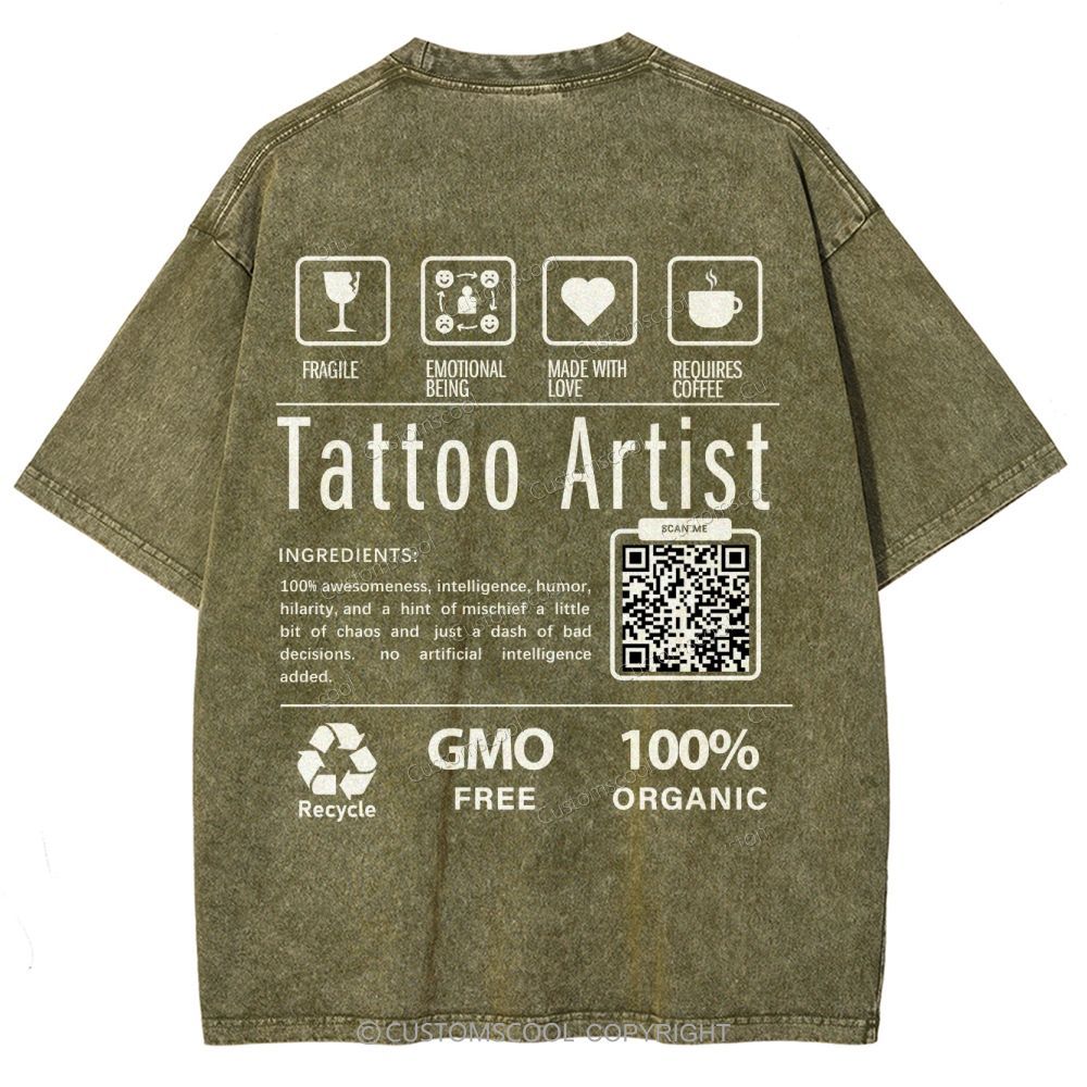 Tattoo Artist Addcustom Unisex Fit Washed T-Shirt Customscool