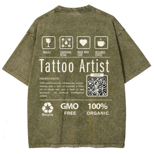 Tattoo Artist Addcustom Unisex Fit Washed T-Shirt Customscool