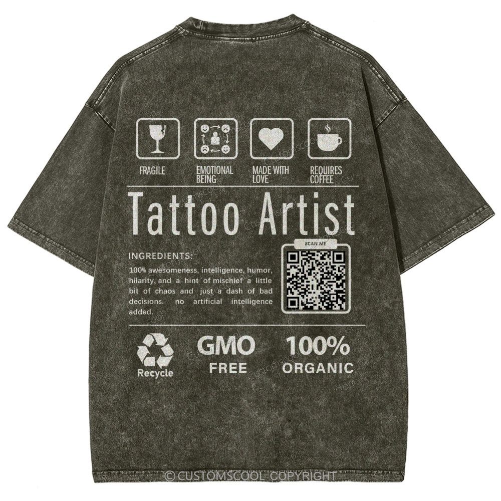 Tattoo Artist Addcustom Unisex Fit Washed T-Shirt Customscool