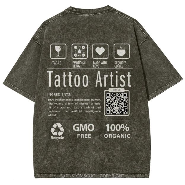 Tattoo Artist Addcustom Unisex Fit Washed T-Shirt Customscool