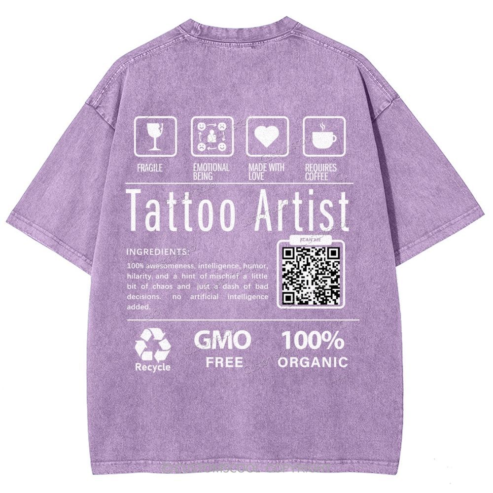 Tattoo Artist Addcustom Unisex Fit Washed T-Shirt Customscool