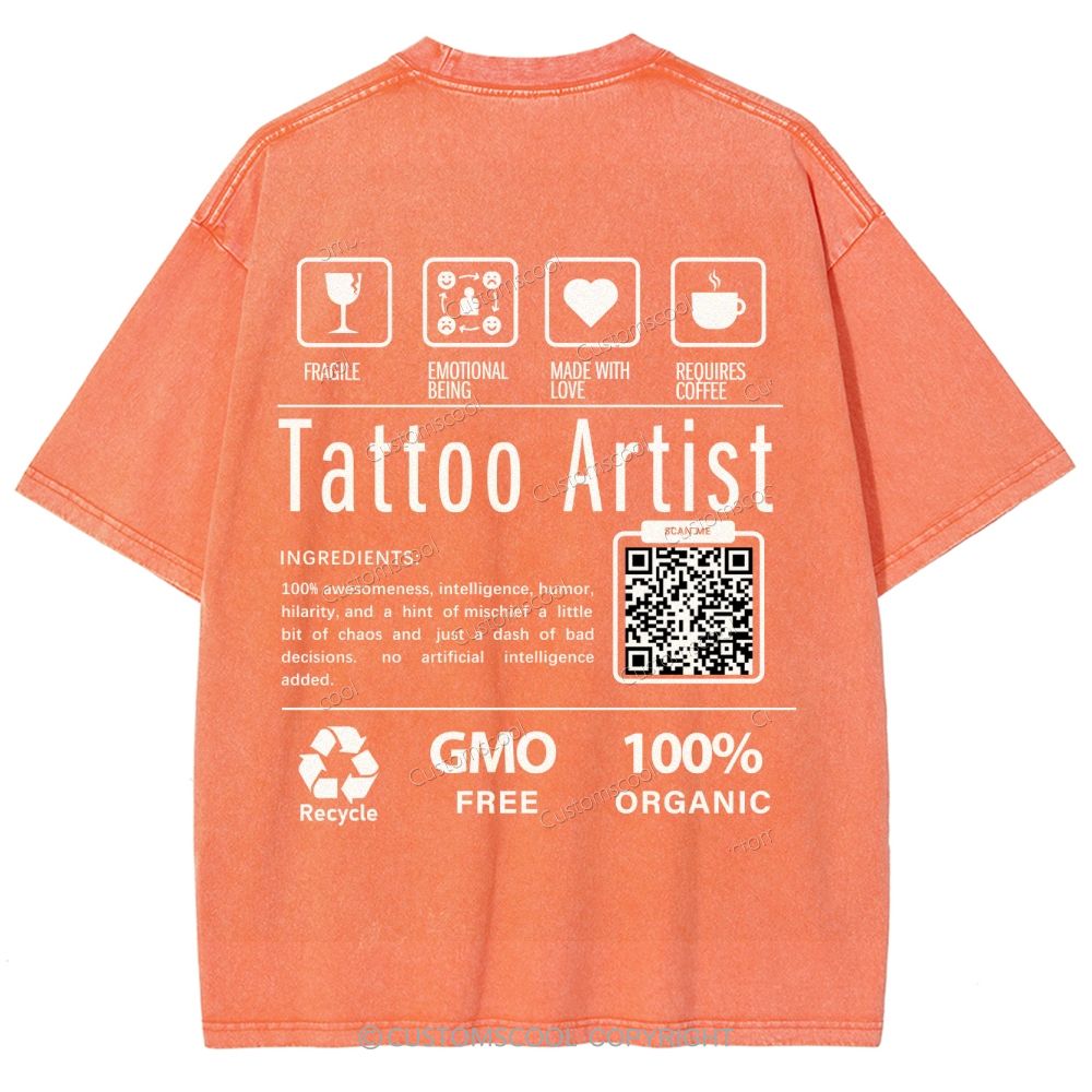 Tattoo Artist Addcustom Unisex Fit Washed T-Shirt Customscool