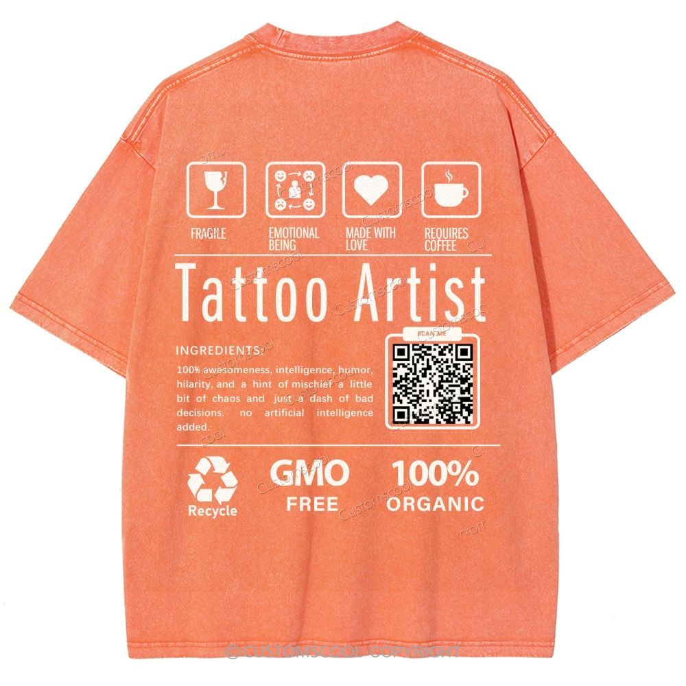 Tattoo Artist Addcustom Unisex Fit Washed T-Shirt Customscool