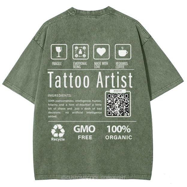 Tattoo Artist Addcustom Unisex Fit Washed T-Shirt Customscool
