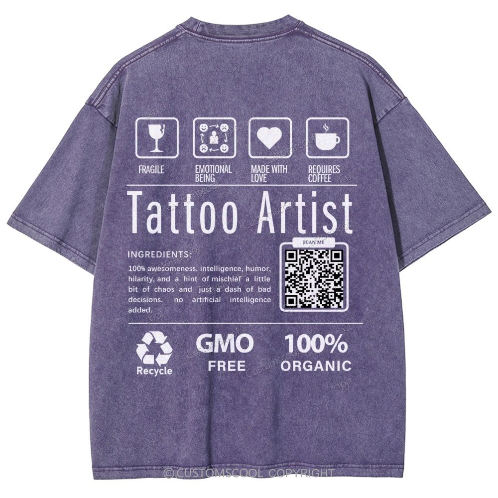Tattoo Artist Addcustom Unisex Fit Washed T-Shirt Customscool