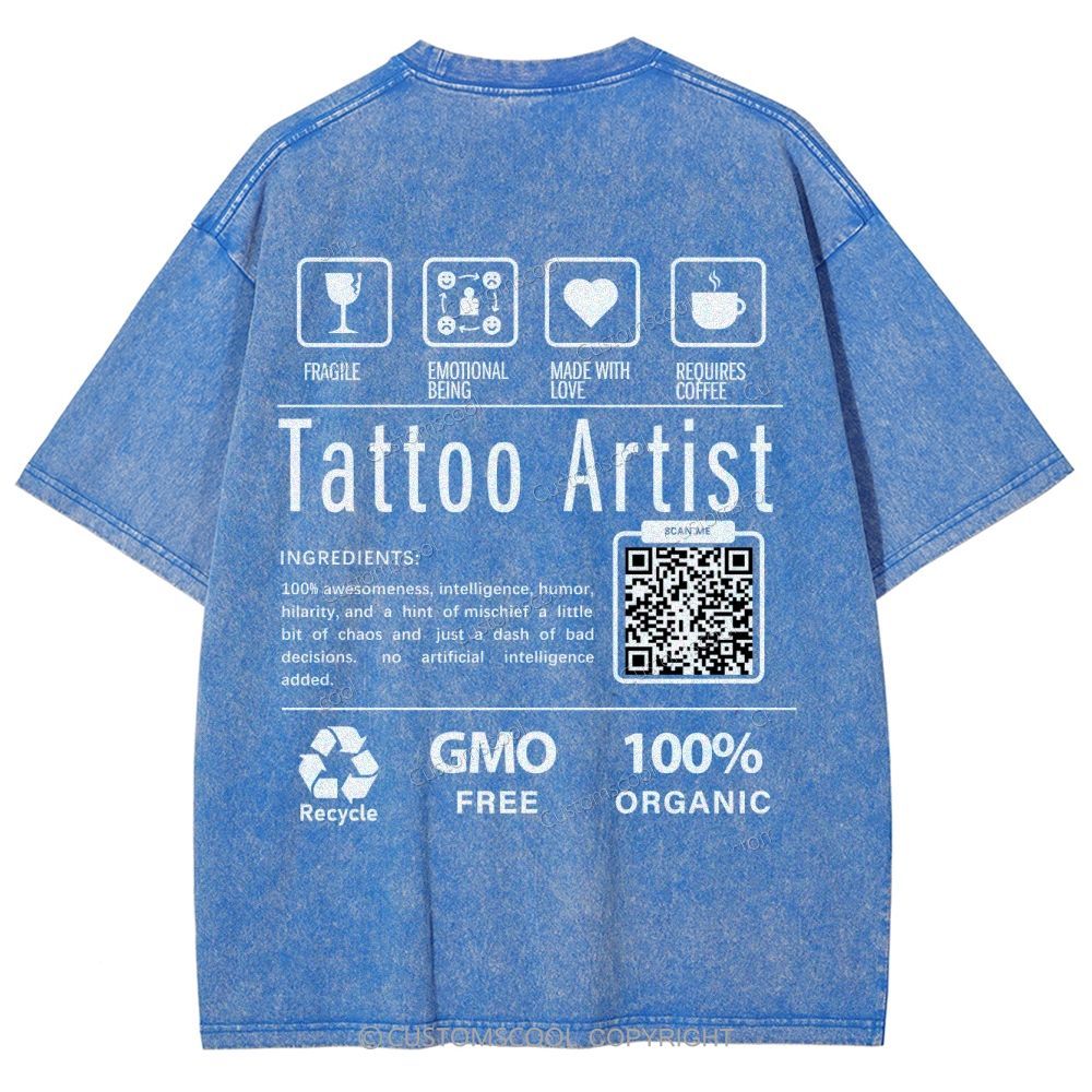 Tattoo Artist Addcustom Unisex Fit Washed T-Shirt Customscool