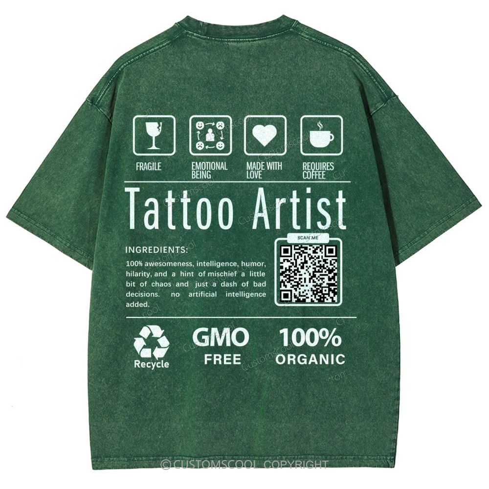 Tattoo Artist Addcustom Unisex Fit Washed T-Shirt Customscool