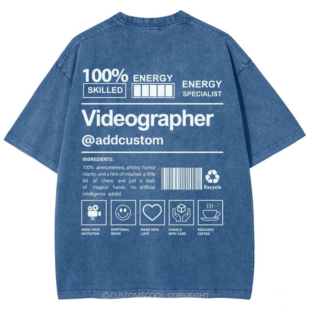 Videographer Addcustom Unisex Fit Washed T-Shirt Customscool