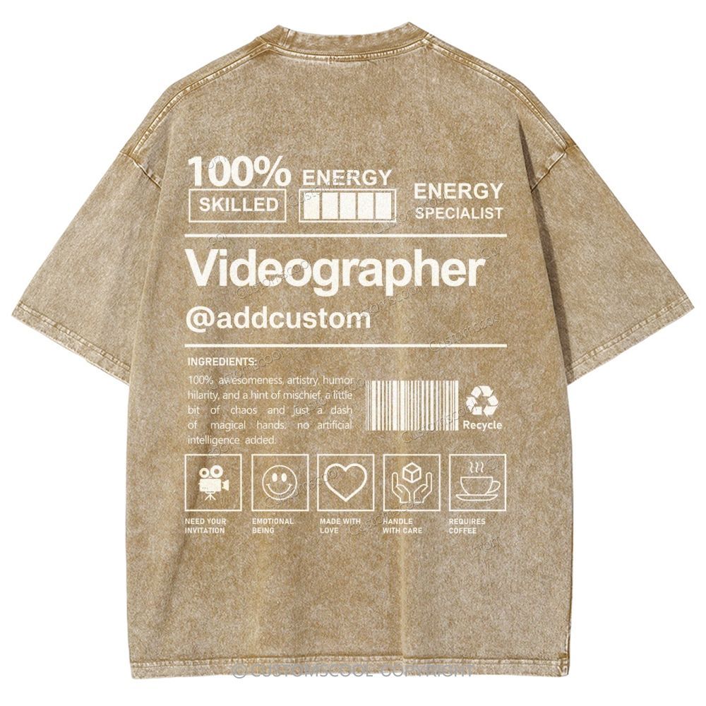 Videographer Addcustom Unisex Fit Washed T-Shirt Customscool