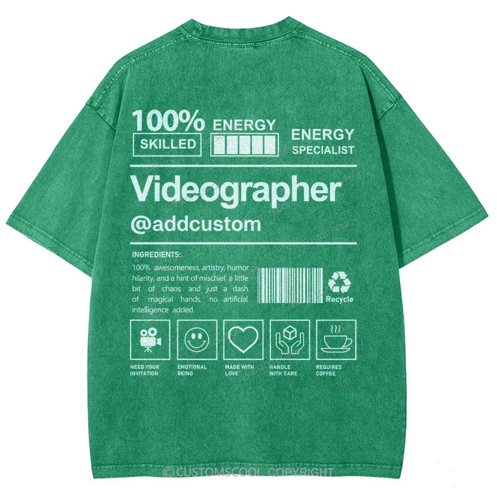 Videographer Addcustom Unisex Fit Washed T-Shirt Customscool