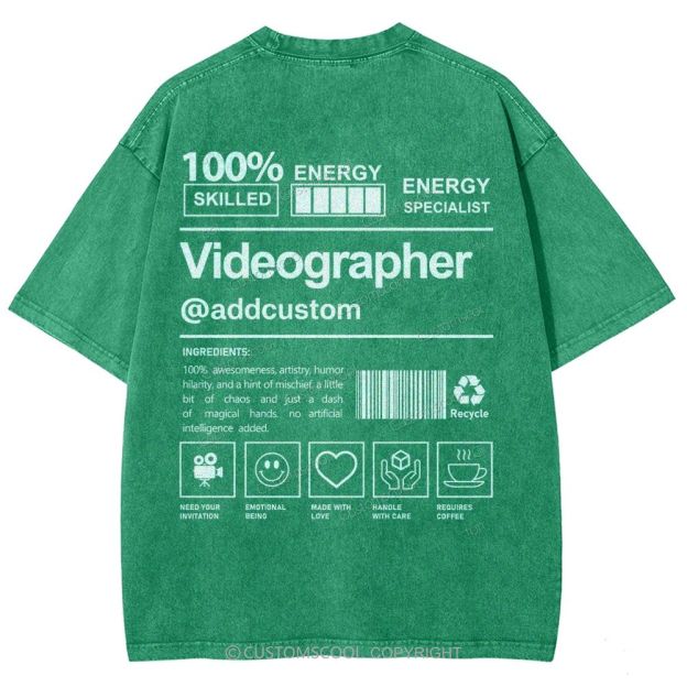 Videographer Addcustom Unisex Fit Washed T-Shirt Customscool
