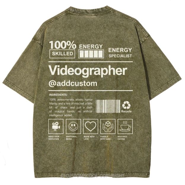 Videographer Addcustom Unisex Fit Washed T-Shirt Customscool