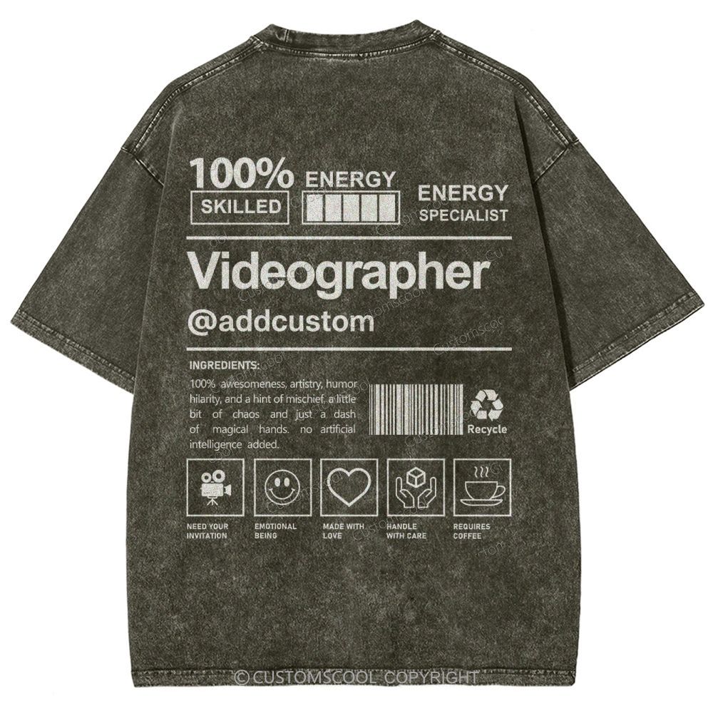 Videographer Addcustom Unisex Fit Washed T-Shirt Customscool