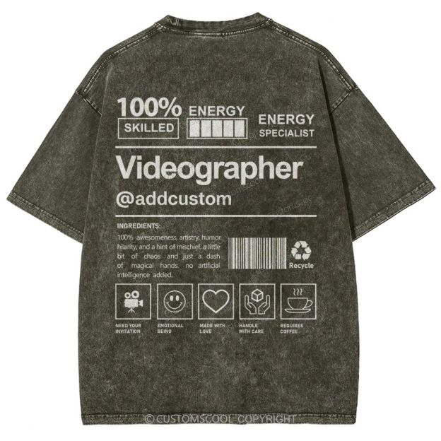 Videographer Addcustom Unisex Fit Washed T-Shirt Customscool