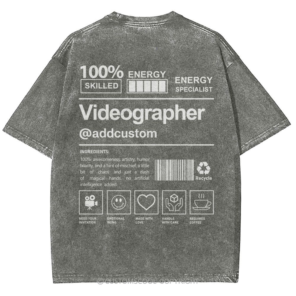 Videographer Addcustom Unisex Fit Washed T-Shirt Customscool