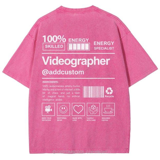 Videographer Addcustom Unisex Fit Washed T-Shirt Customscool