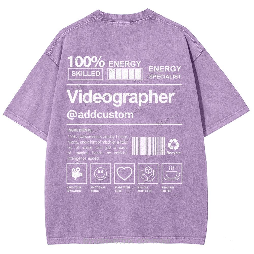 Videographer Addcustom Unisex Fit Washed T-Shirt Customscool