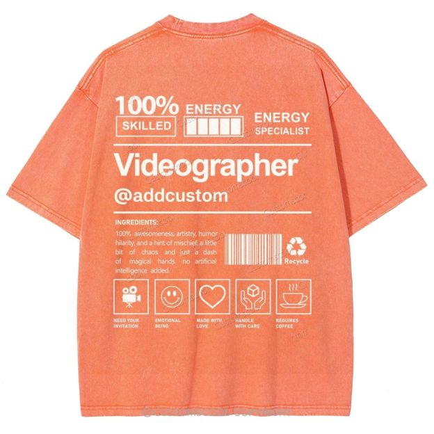 Videographer Addcustom Unisex Fit Washed T-Shirt Customscool