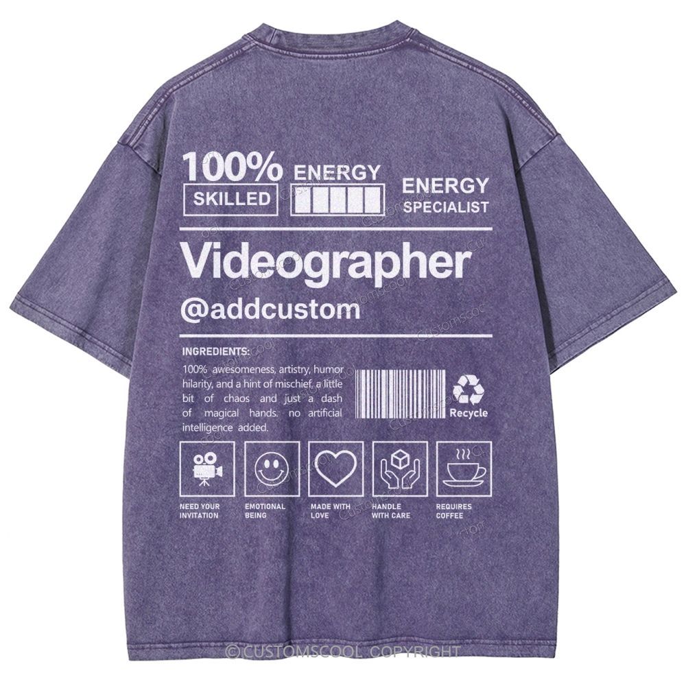 Videographer Addcustom Unisex Fit Washed T-Shirt Customscool
