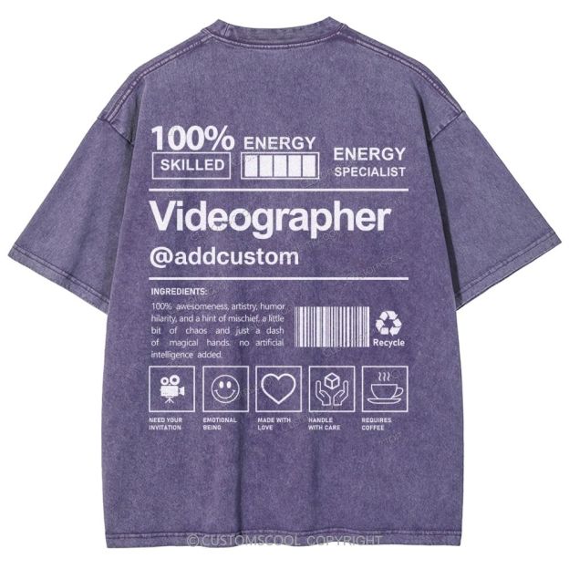 Videographer Addcustom Unisex Fit Washed T-Shirt Customscool