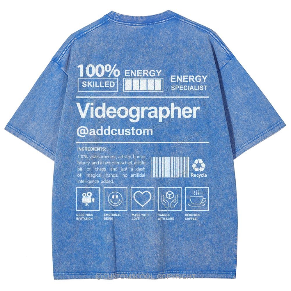 Videographer Addcustom Unisex Fit Washed T-Shirt Customscool