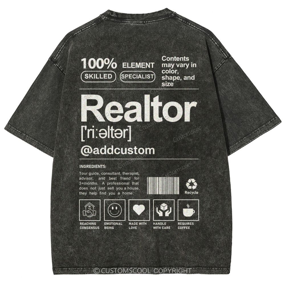 Realtor Addcustom Unisex Fit Washed T-Shirt Customscool