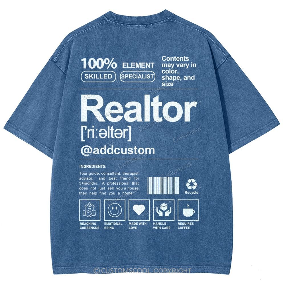 Realtor Addcustom Unisex Fit Washed T-Shirt Customscool