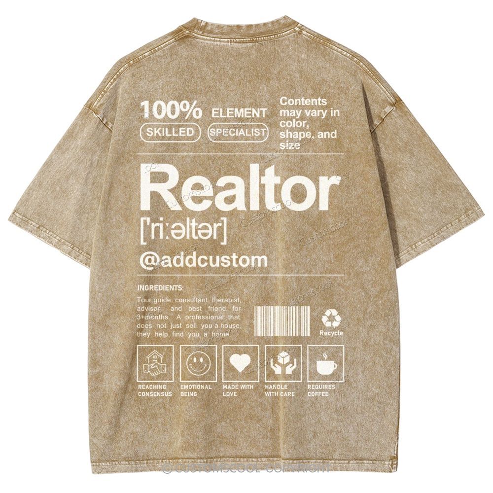 Realtor Addcustom Unisex Fit Washed T-Shirt Customscool