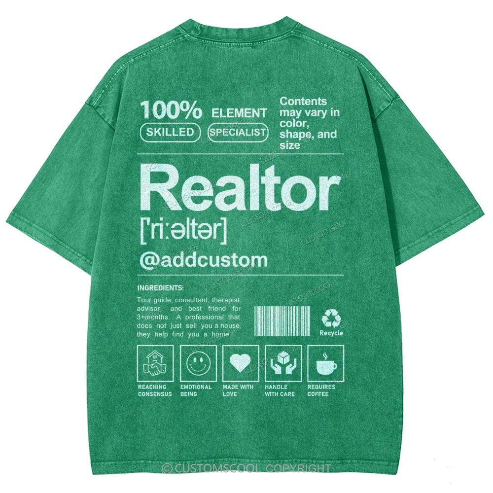 Realtor Addcustom Unisex Fit Washed T-Shirt Customscool