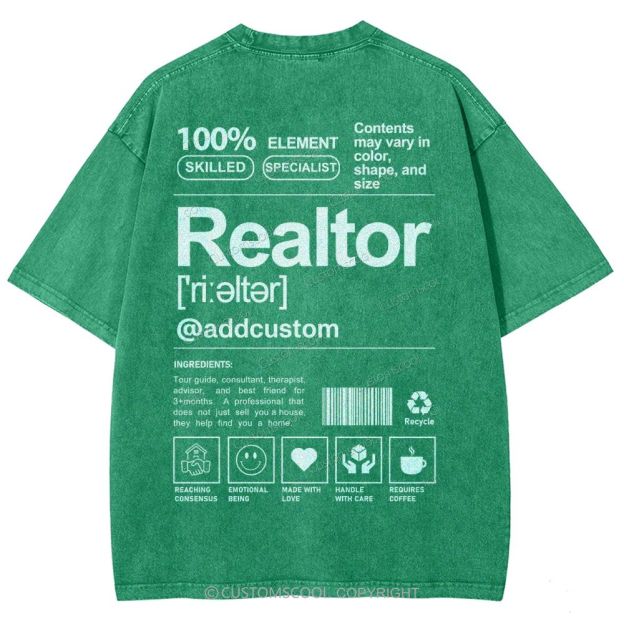 Realtor Addcustom Unisex Fit Washed T-Shirt Customscool