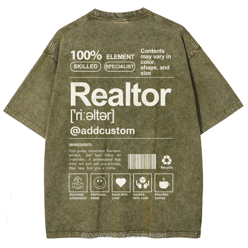 Realtor Addcustom Unisex Fit Washed T-Shirt Customscool