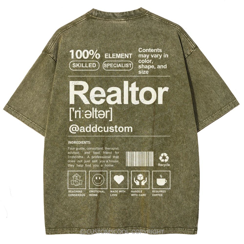 Realtor Addcustom Unisex Fit Washed T-Shirt Customscool
