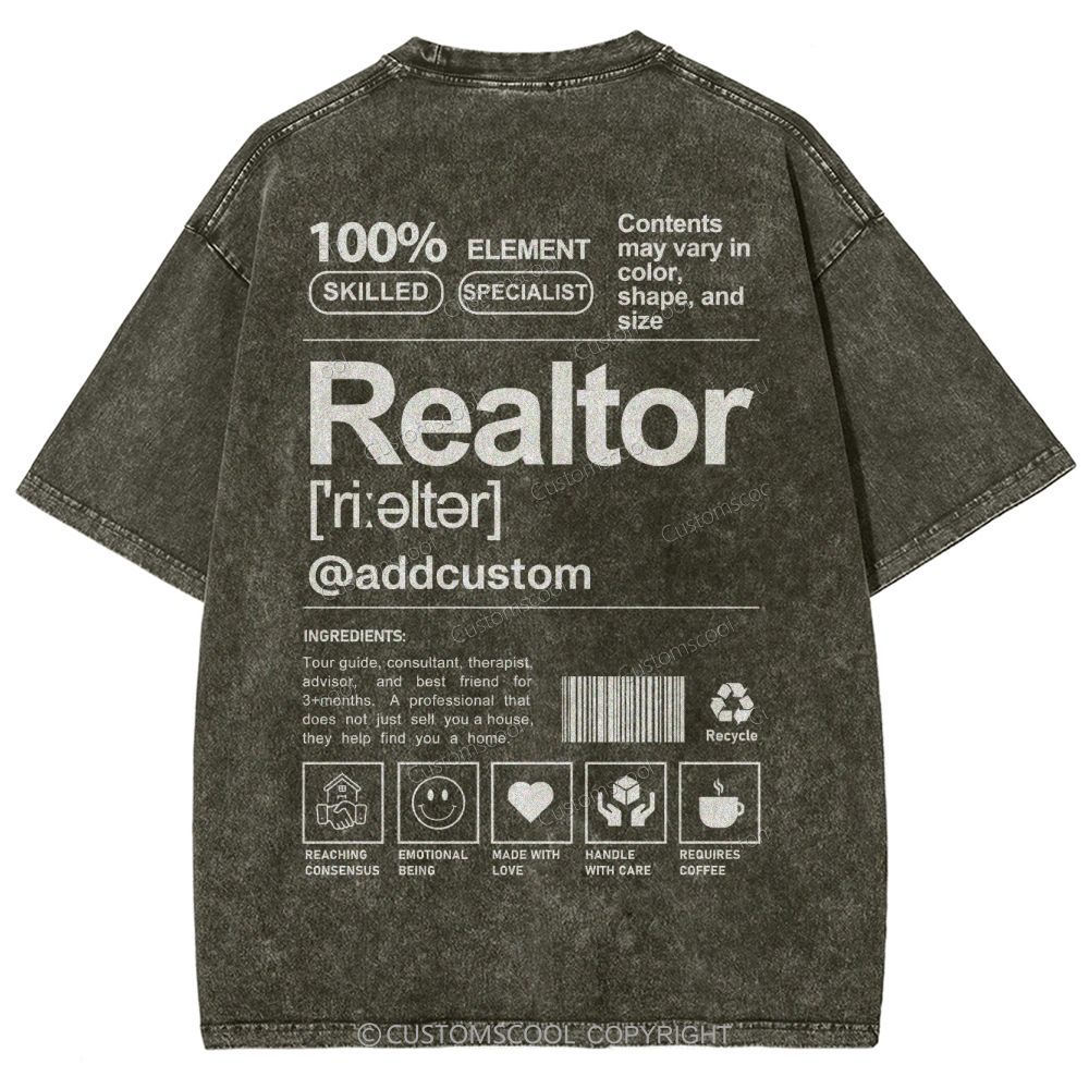 Realtor Addcustom Unisex Fit Washed T-Shirt Customscool