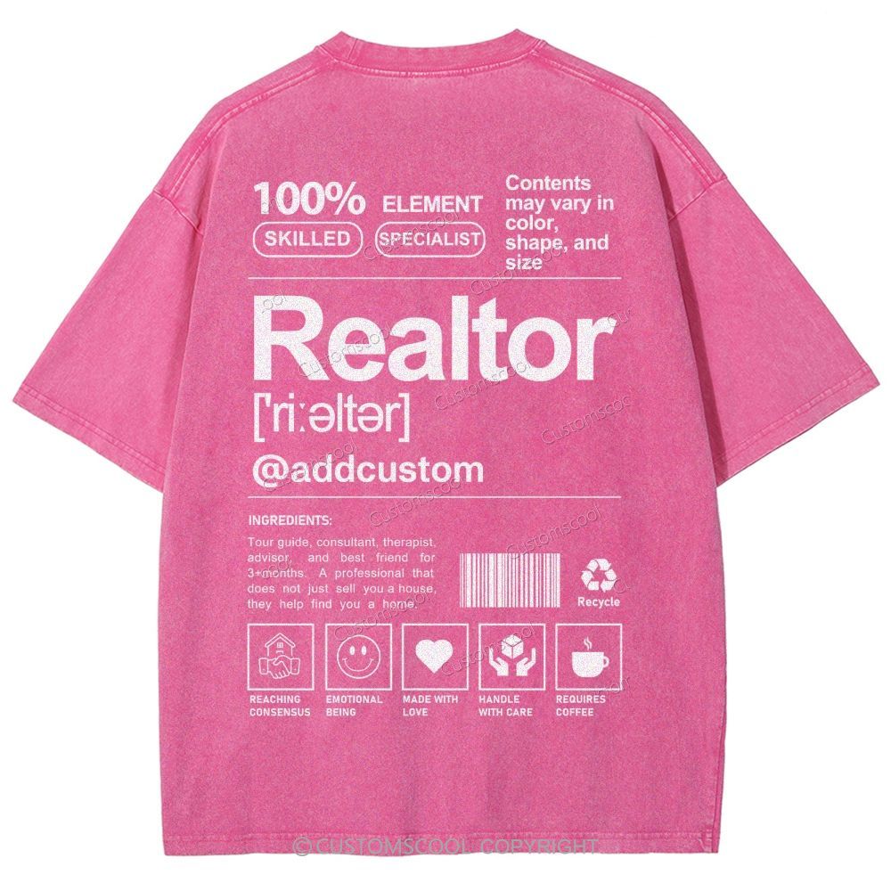 Realtor Addcustom Unisex Fit Washed T-Shirt Customscool