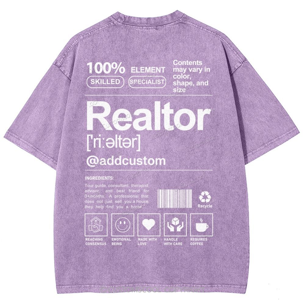 Realtor Addcustom Unisex Fit Washed T-Shirt Customscool