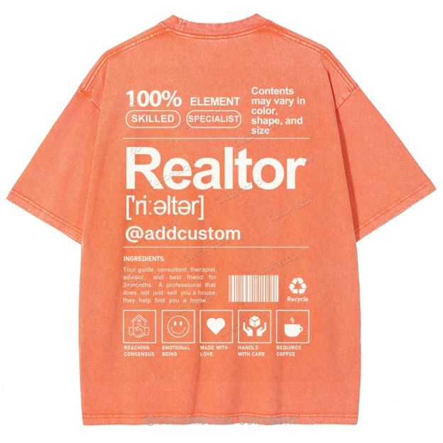 Realtor Addcustom Unisex Fit Washed T-Shirt Customscool