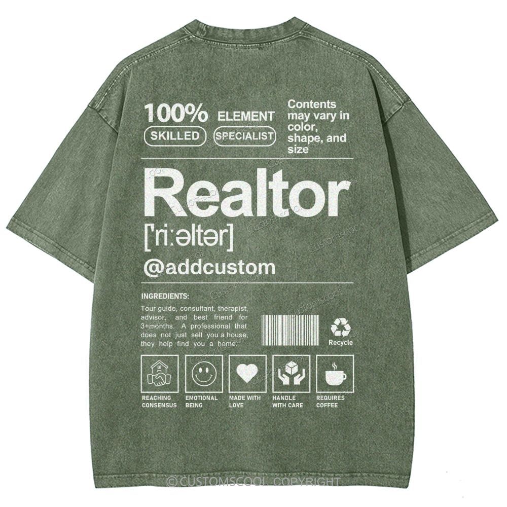 Realtor Addcustom Unisex Fit Washed T-Shirt Customscool
