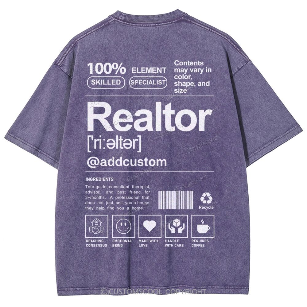 Realtor Addcustom Unisex Fit Washed T-Shirt Customscool