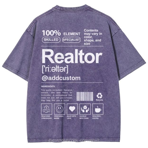 Realtor Addcustom Unisex Fit Washed T-Shirt Customscool