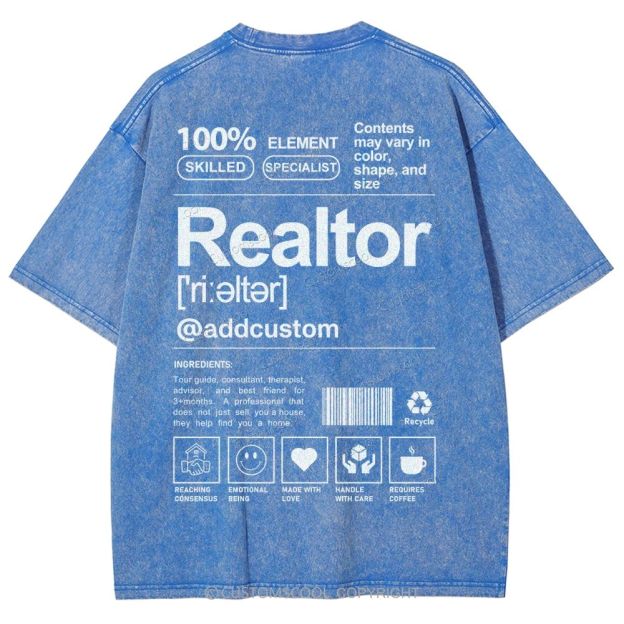 Realtor Addcustom Unisex Fit Washed T-Shirt Customscool