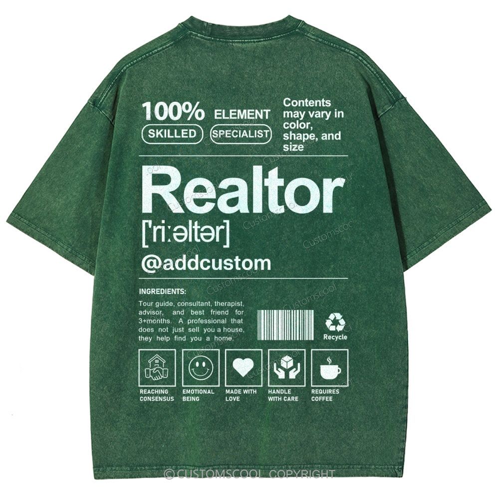 Realtor Addcustom Unisex Fit Washed T-Shirt Customscool